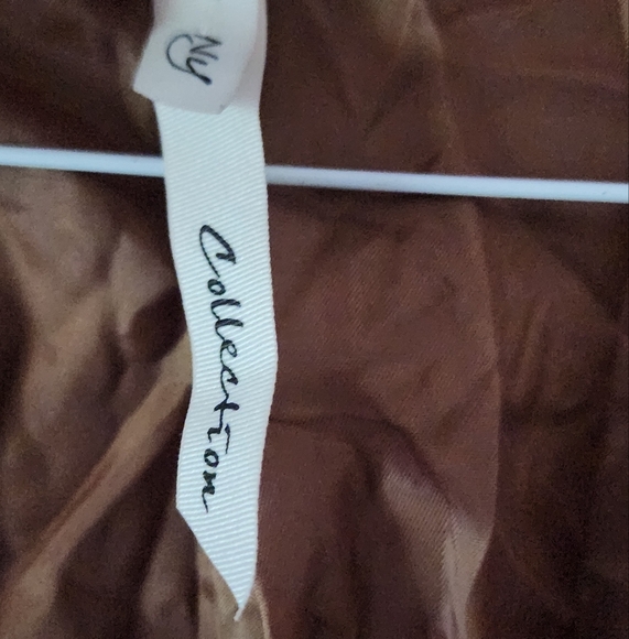 NY Collection Brown Long Sleeve Scoop Neck Sundress - Picture 3 of 5